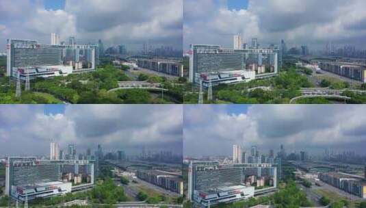 广州琶洲六元素天地航拍蓝天-2高清在线视频素材下载