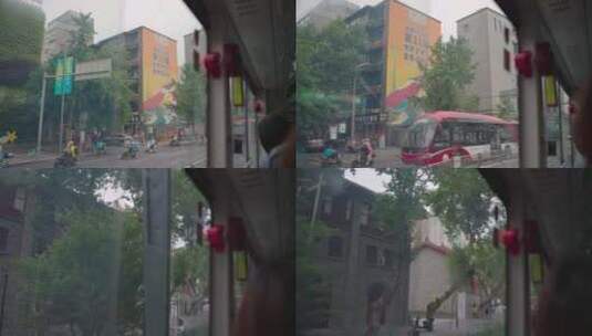 公交车窗外高清在线视频素材下载