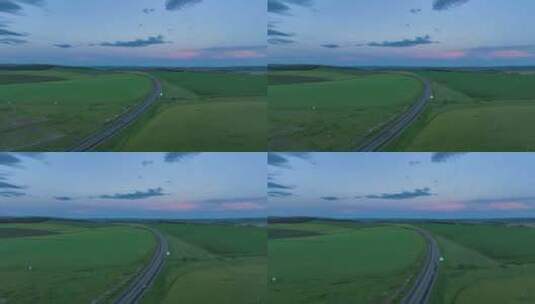 穿越呼伦贝尔垦区的高速公路高清在线视频素材下载