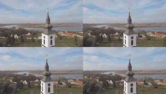村庄里的教堂高清在线视频素材下载