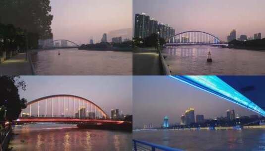 4K宁波琴桥唯美色彩灯景城市高清在线视频素材下载