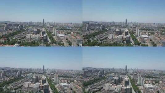 航拍山东济南城市大景高清在线视频素材下载