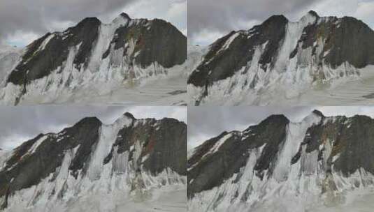 航拍川西格聂山区阿萨贡格雪山冰川风光高清在线视频素材下载