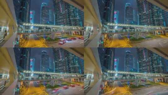 香港天桥延时_香港夜景车流延时夜景延时高清在线视频素材下载