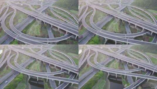 航拍城市高速公路高架立交桥高清在线视频素材下载