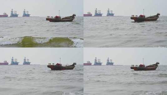 海边码头海面上的渔船 4K高清在线视频素材下载