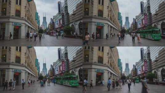 上海南京路步行街 上海南京路阴天街景高清在线视频素材下载