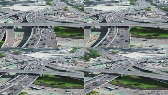 城市高架立交桥交通竖屏航拍高清在线视频素材下载
