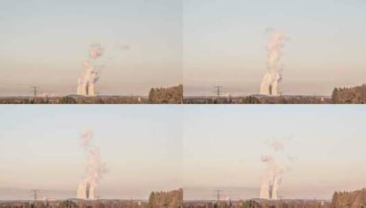 蒸汽在泰梅林发电厂的烟囱上上升。高清在线视频素材下载