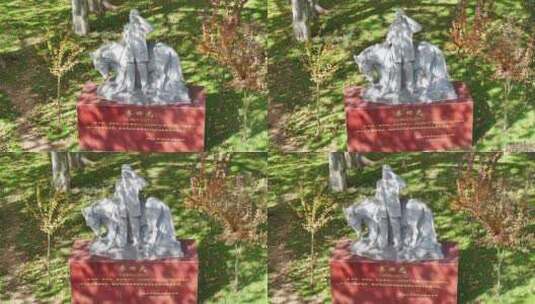 武汉大学李四光雕像高清在线视频素材下载