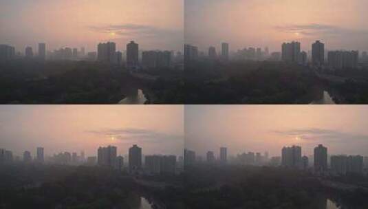 航拍4k洛阳城市日出风光高清在线视频素材下载