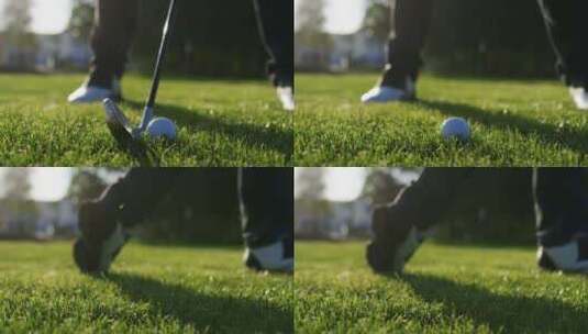  特写打高尔夫球高清在线视频素材下载