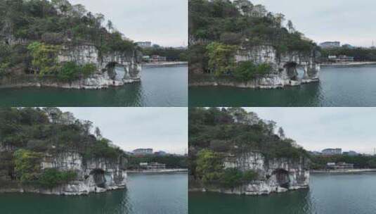 广西省桂林市漓江边上的桂林象鼻山景区高清在线视频素材下载