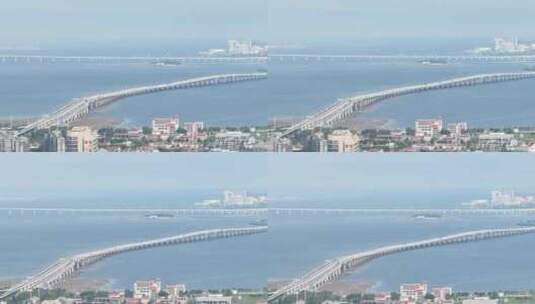 福建省厦门市集美区集美大桥海景航拍高清在线视频素材下载