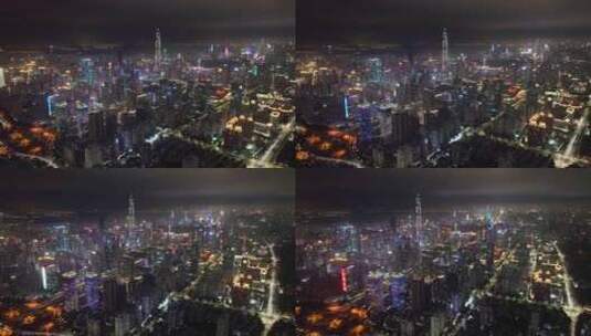 航拍深圳市中心CBD城市灯光夜景高清在线视频素材下载
