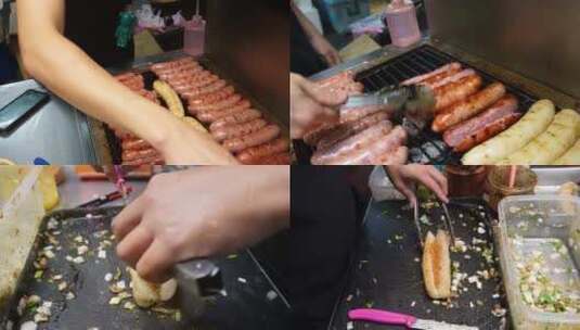 台湾特色美食大肠包小肠高清在线视频素材下载