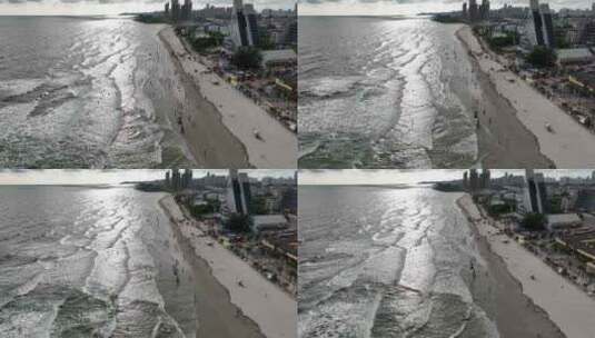 北海侨港海滩海景航拍高清在线视频素材下载