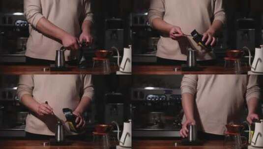 现磨手冲咖啡——取豆高清在线视频素材下载