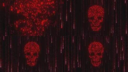 黑客屏幕带代码的红色骷髅头高清在线视频素材下载