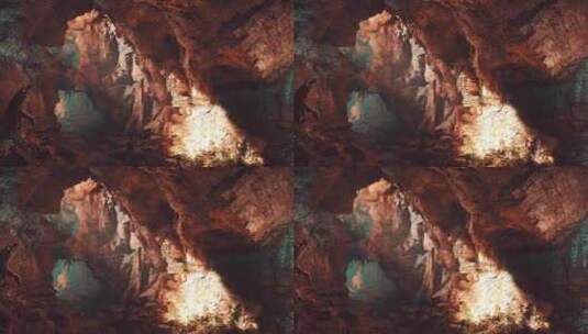 充满岩石和水的洞穴高清在线视频素材下载