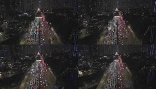 航拍城市夜景车流高清在线视频素材下载