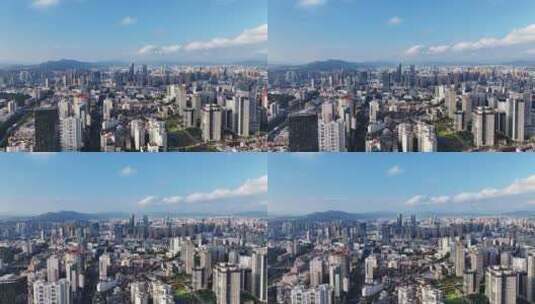 云南昆明城市蓝天白云风景建筑航拍高清在线视频素材下载