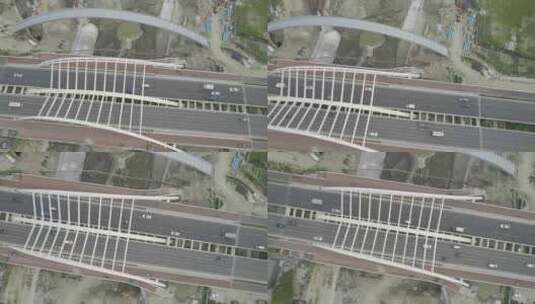 杭州九沙大道高架桥车流航拍高清在线视频素材下载