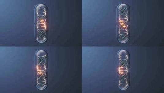 医药药物胶囊与DNA生物科技3D渲染高清在线视频素材下载