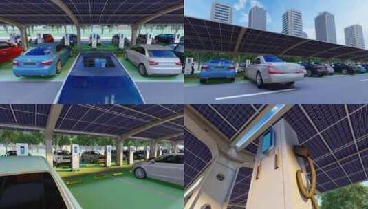 新能源充电桩和电动车停车场视频高清在线视频素材下载