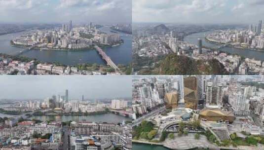 广西柳州市城市全景4k航拍高清在线视频素材下载