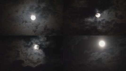 延时拍摄夜空中的满月高清在线视频素材下载