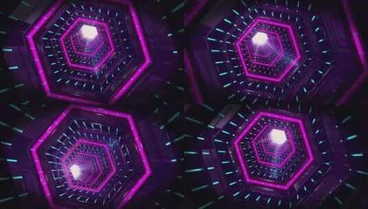美丽的粉色霓虹灯隧道背景高清在线视频素材下载