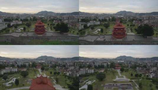 广东肇庆古城墙古建筑航拍高清在线视频素材下载