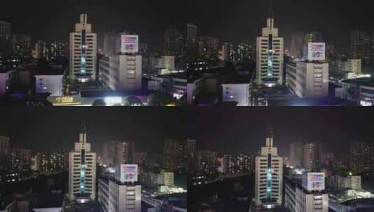 航拍广西钦州城市夜景灯光高清在线视频素材下载