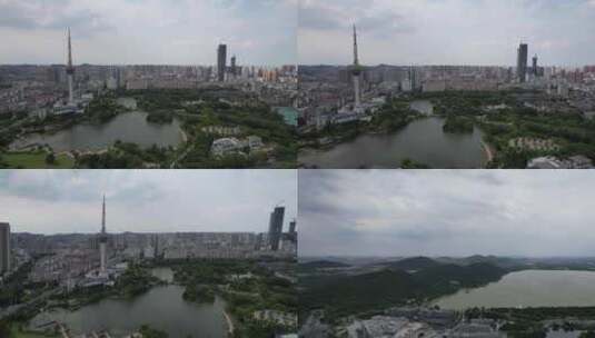 江苏徐州电视塔地标建筑航拍高清在线视频素材下载
