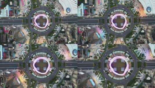航拍武汉光谷广场城市道路交通街景高清在线视频素材下载