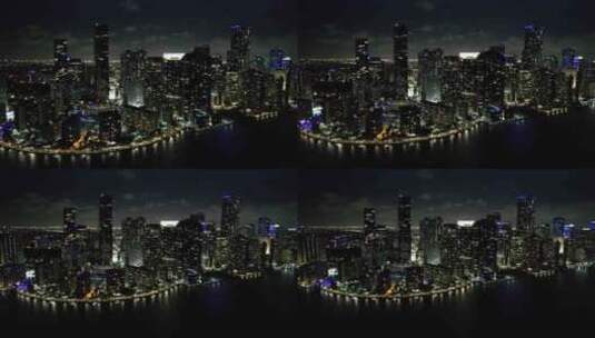 美国佛罗里达州迈阿密夜景。旅游地标城市。高清在线视频素材下载