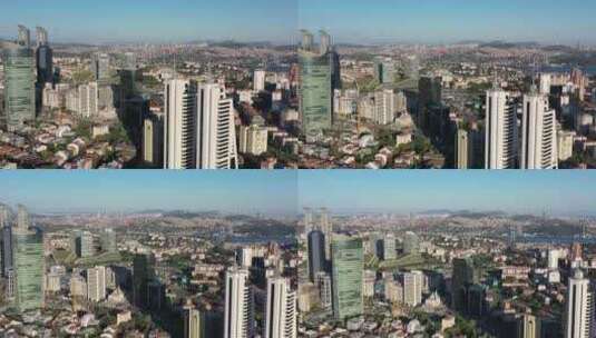 城市和博斯普鲁斯海峡的摩天大楼高清在线视频素材下载