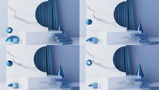 最小场景与讲台和抽象背景。金色和柔和的彩高清在线视频素材下载