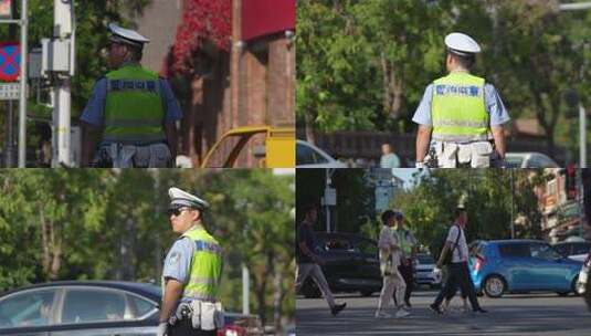 早高峰 烈日下的交警 警察 路口 交警高清在线视频素材下载