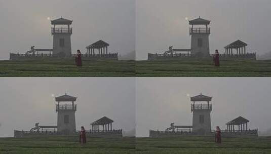 相机摄湖北宜都茶园晨雾高清在线视频素材下载