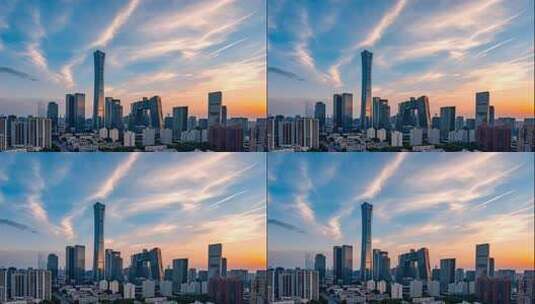 北京CBD中国国贸日落景象高清在线视频素材下载