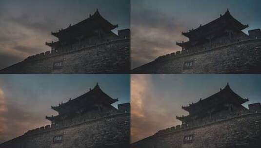 湖北襄阳古城墙日出延时高清在线视频素材下载
