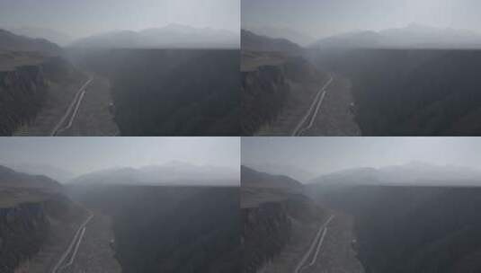 新疆-独山子大峡谷-山脉+公路高清在线视频素材下载