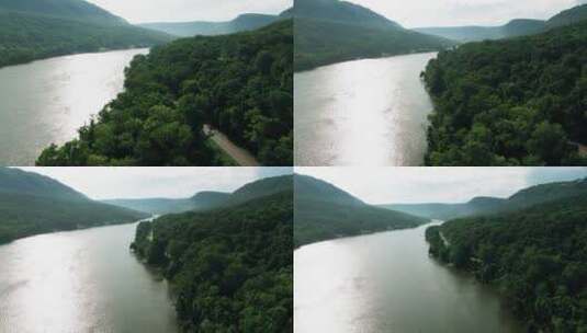 航拍一条河流 高清在线视频素材下载
