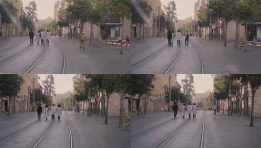 行人在街头散步的慢镜头高清在线视频素材下载