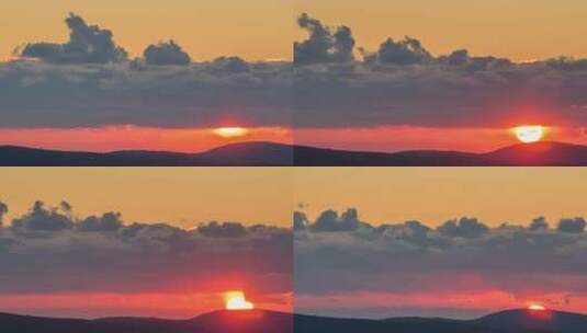 日落太阳和山上云层的景色高清在线视频素材下载