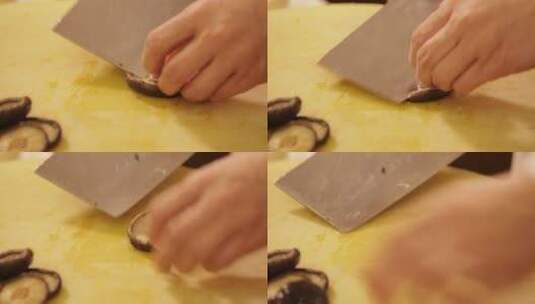 厨师切香菇 (2)高清在线视频素材下载