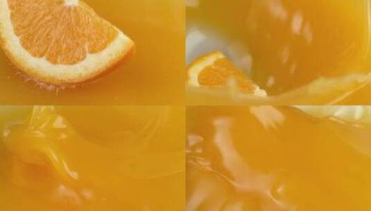 橙子掉落进果汁中高清在线视频素材下载