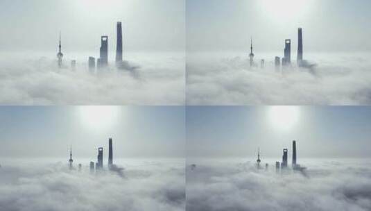 上海天际线平流雾高清在线视频素材下载